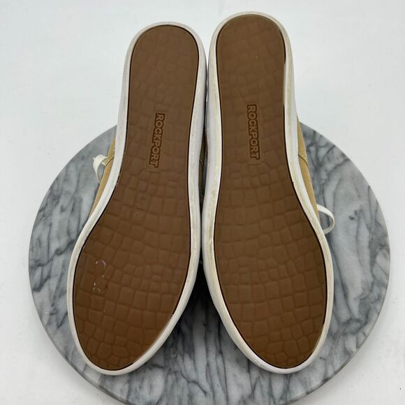 Rockport Walking Sneaker Shoe Womens 11 Tan Beige Suede Leather Low Cut Lace Up - Picture 7 of 11